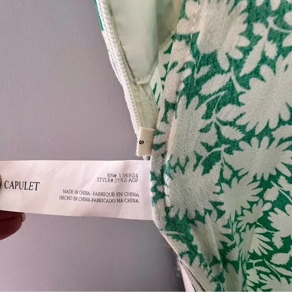 Revolve Capulet Jumpsuit Size Small Manzanita Floral Apple Green Square Neck - Picture 12 of 12